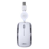 Mini Souris Optique Filaire Advance - cable retract. a led - Curvy Blanc