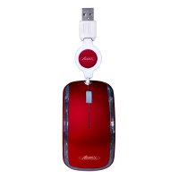 Mini Souris Optique Filaire Advance - cable retract. a led - Curvy Rouge