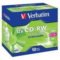 CD-RW Verbatim 80Min - Boitier crystal (10 CDRW) (43148)